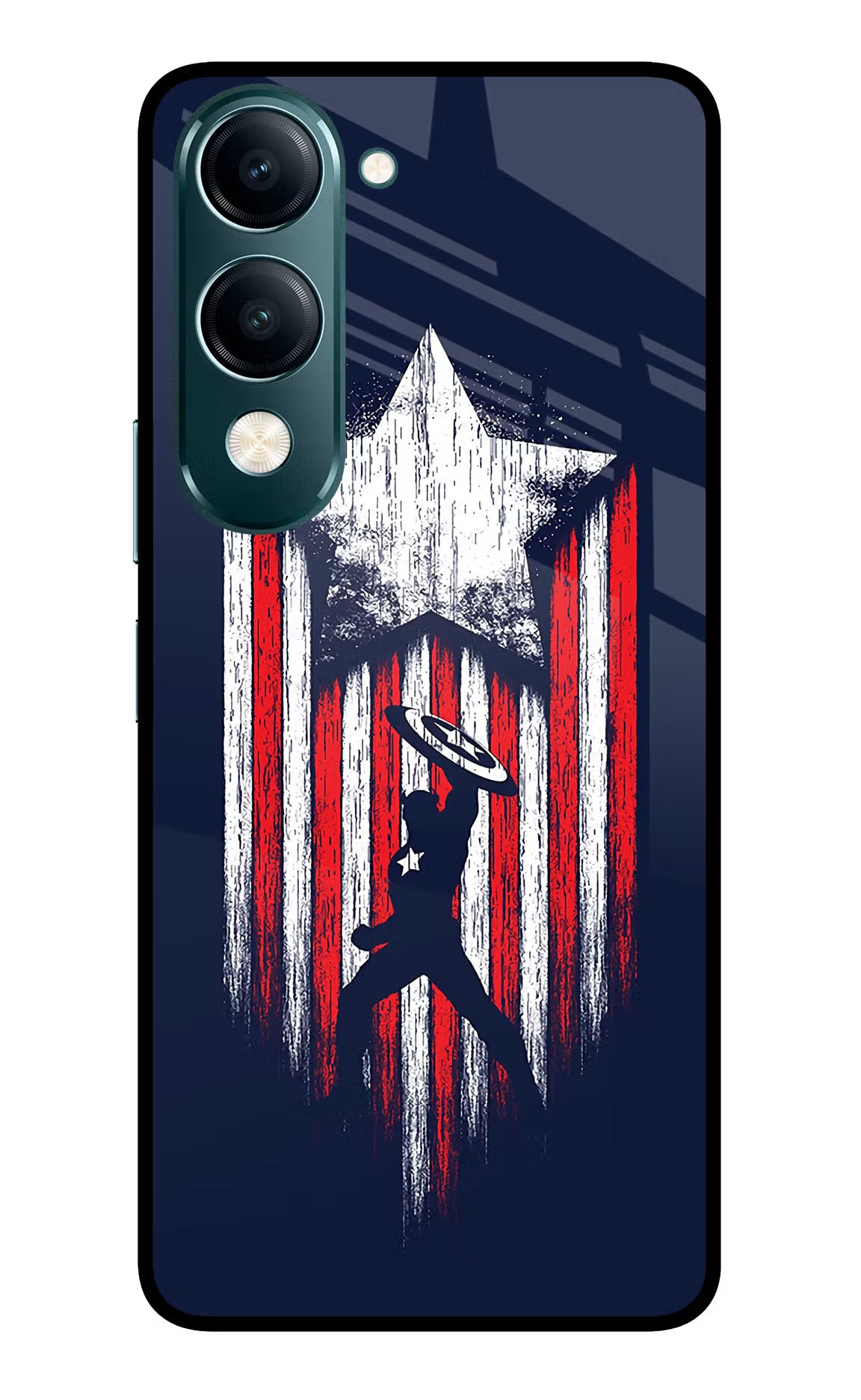 Captain America Marvel Art Vivo Y19s 5G Glass Case Back Cover by Casekaro