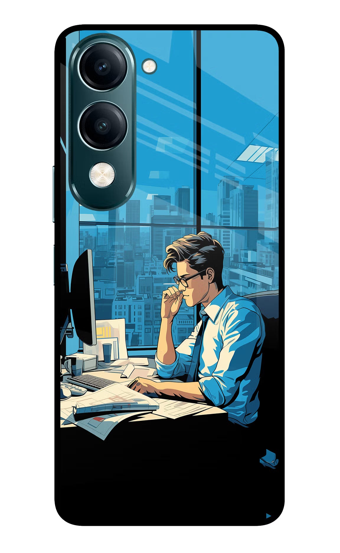 Focused Hustler (AI Generated) Vivo Y19s 5G Glass Case Back Cover by Casekaro