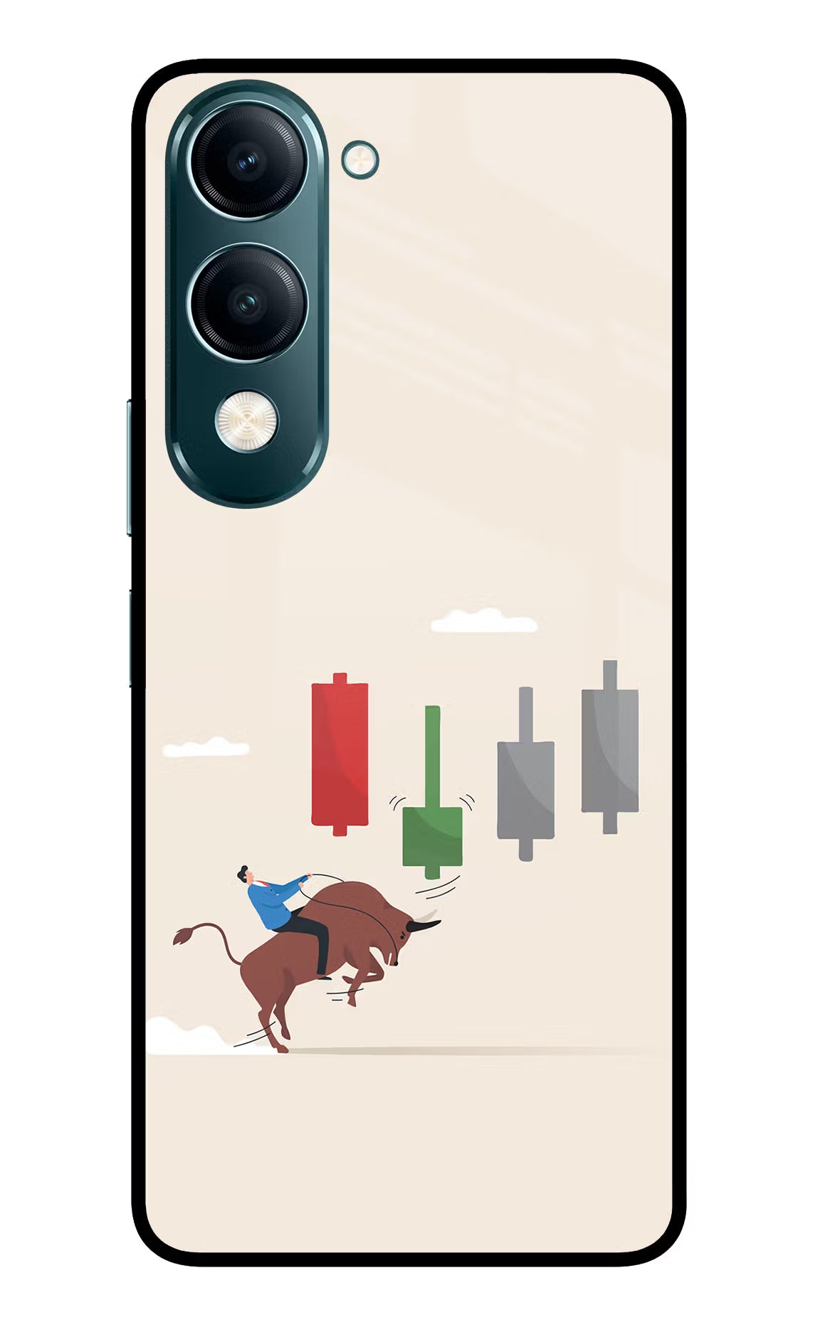 Bull Trading Momentum Vivo Y19s 5G Glass Case Back Cover by Casekaro