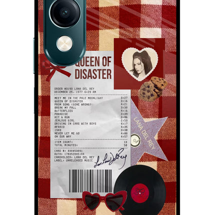 Queen of Disaster Vivo Y19s 5G Glass Case Back Cover by Casekaro