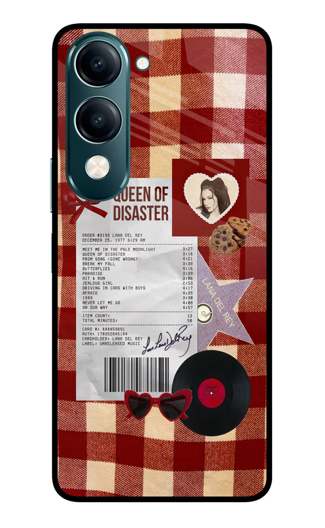 Queen of Disaster Vivo Y19s 5G Glass Case Back Cover by Casekaro