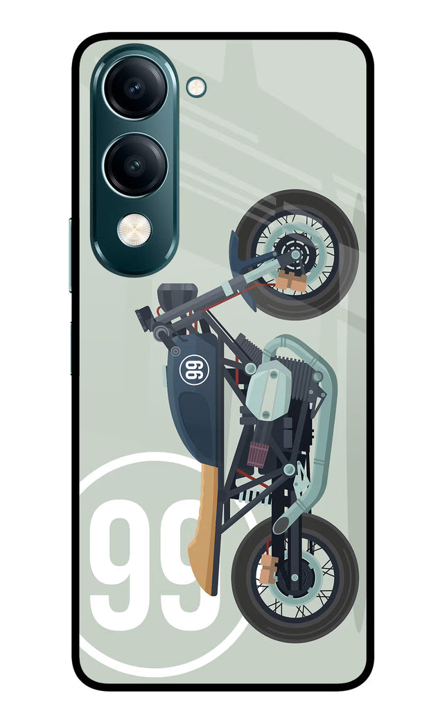Classic Cafe Racer 99 Vivo Y19s 5G Glass Case Back Cover by Casekaro
