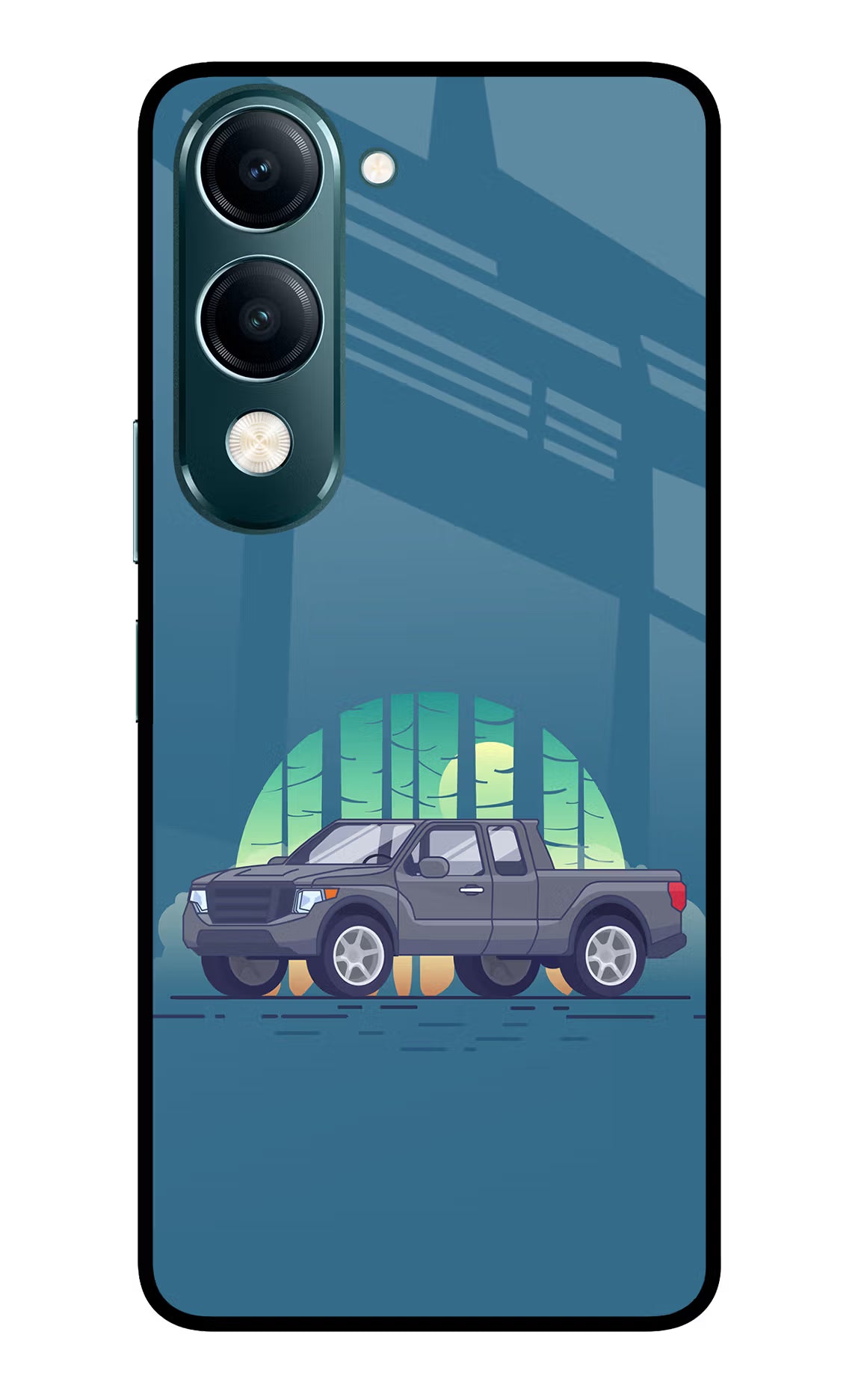 Retro Garage Vibe Vivo Y19s 5G Glass Case Back Cover by Casekaro