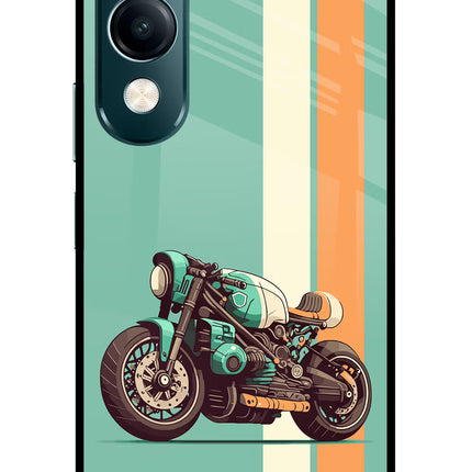Striped Moto Drift Vivo Y19s 5G Glass Case Back Cover by Casekaro