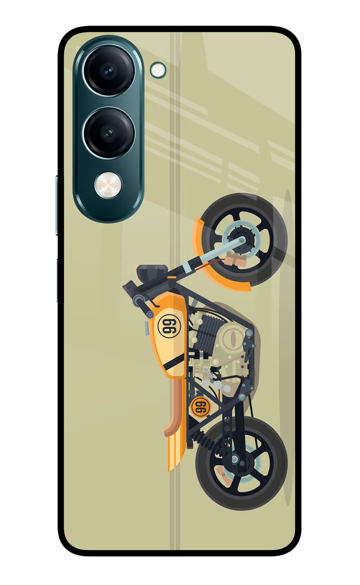 Vertical Speedster Vivo Y19s 5G Glass Case Back Cover by Casekaro