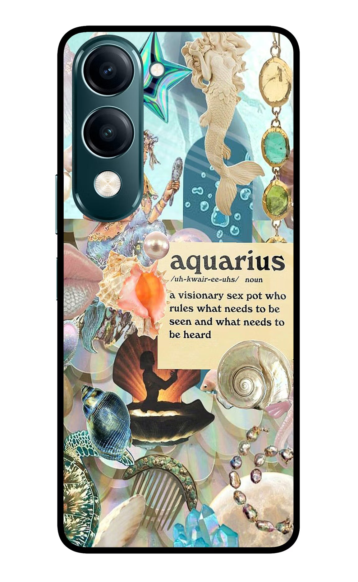 Aquarius Zodiac Vivo Y19s 5G Glass Case Back Cover by Casekaro