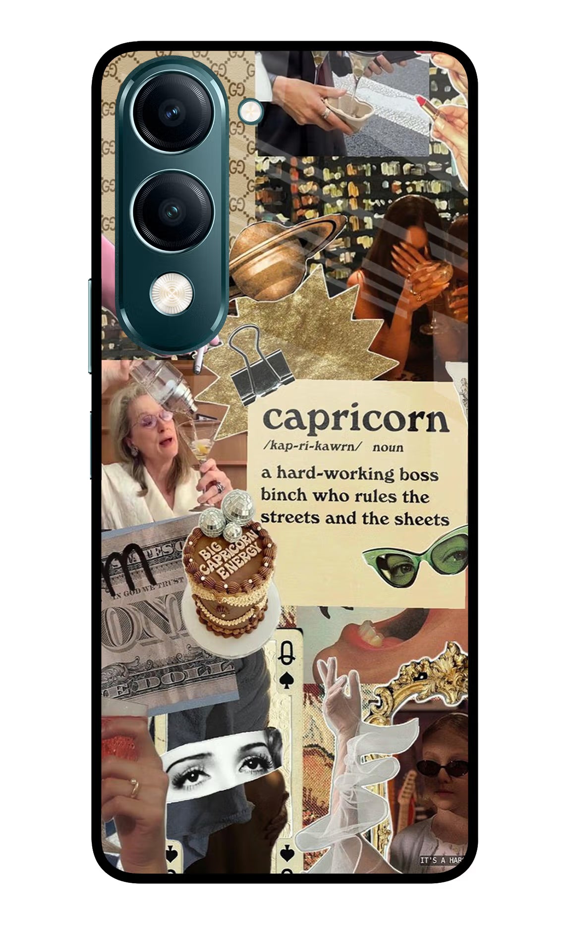 Capricorn Zodiac Vivo Y19s 5G Glass Case Back Cover by Casekaro