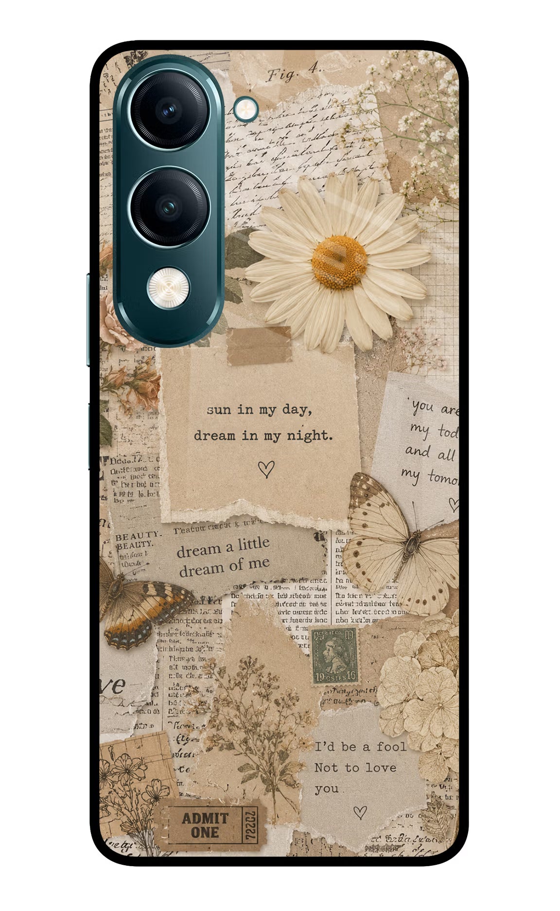 Vintage case Vivo Y19s 5G Glass Case Back Cover by Casekaro