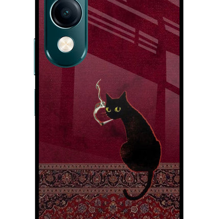 Midnight Cat Vivo Y19s 5G Glass Case