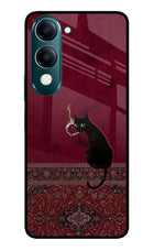 Midnight Cat Vivo Y19s 5G Glass Case