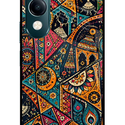 Folk Print Vivo Y19s 5G Glass Case