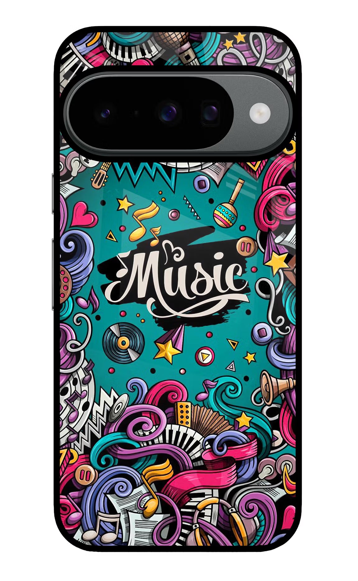 Music Graffiti Google Pixel 10 Glass Case Back Cover by Casekaro