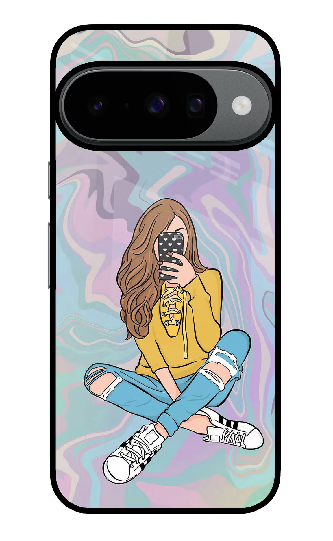 Selfie Girl Google Pixel 10 Glass Case Back Cover by Casekaro