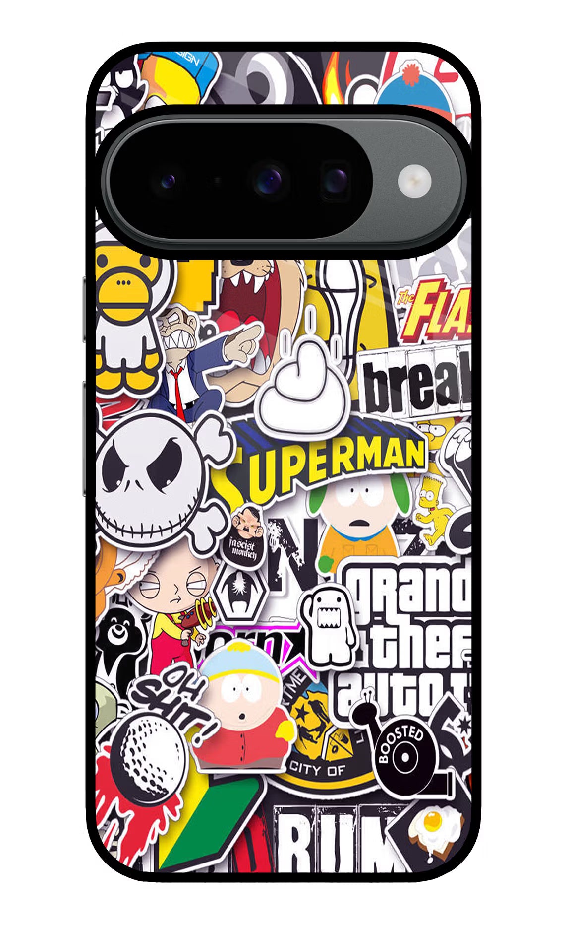 Sticker Bomb Google Pixel 10 Glass Case Back Cover by Casekaro