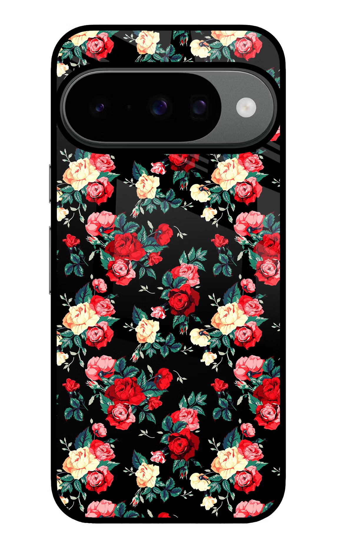 Rose Pattern Google Pixel 10 Glass Case Back Cover by Casekaro