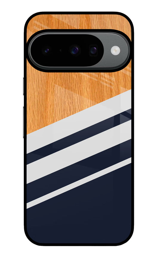 Blue and white wooden Google Pixel 10 Glass Case