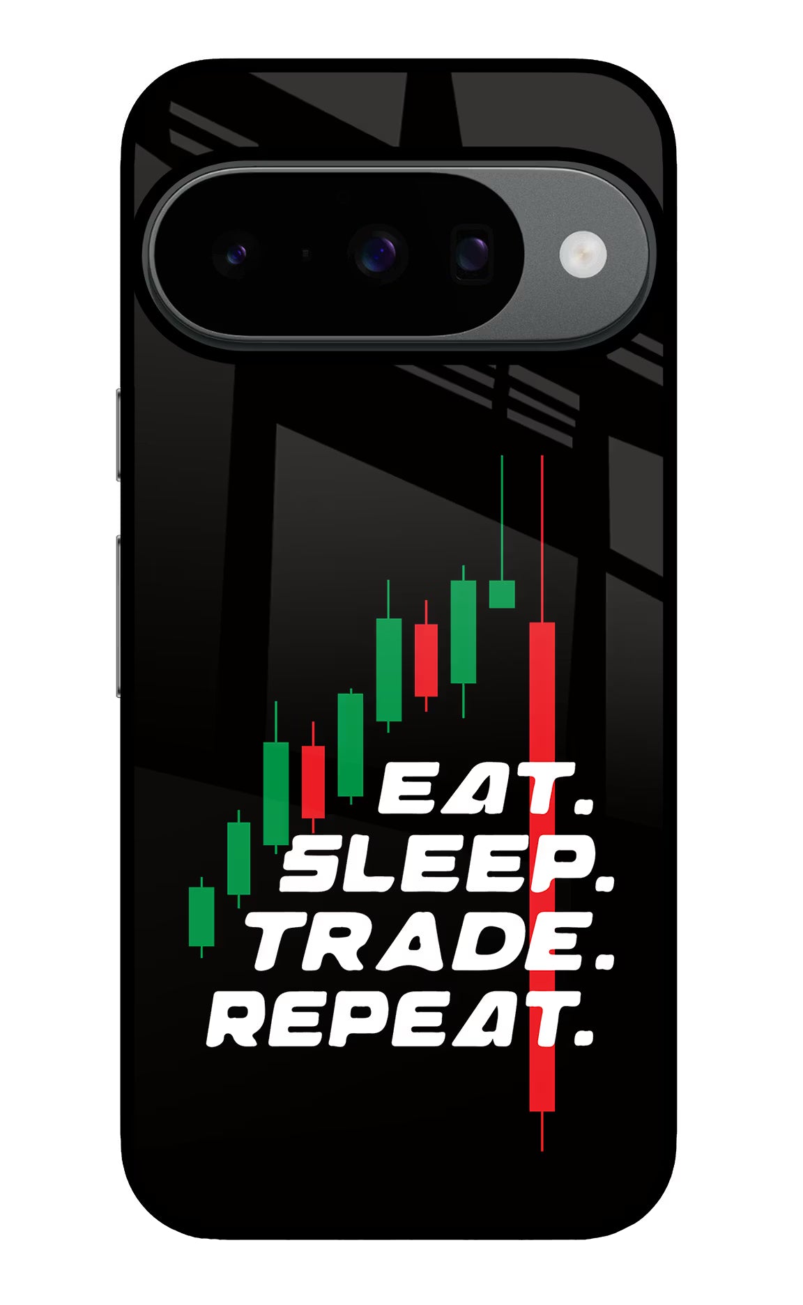 Eat Sleep Trade Repeat Google Pixel 10 Glass Case Back Cover by Casekaro