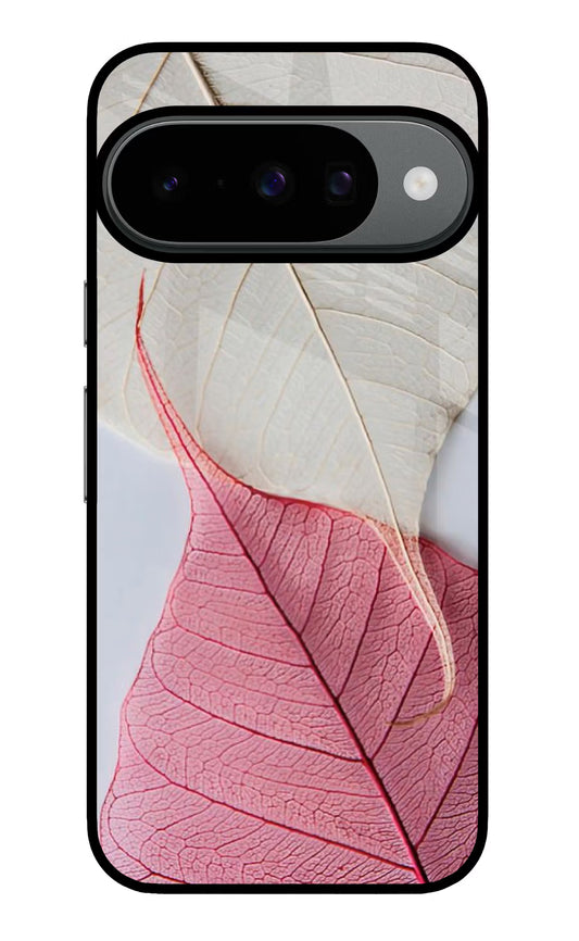 White Pink Leaf Google Pixel 10 Glass Case