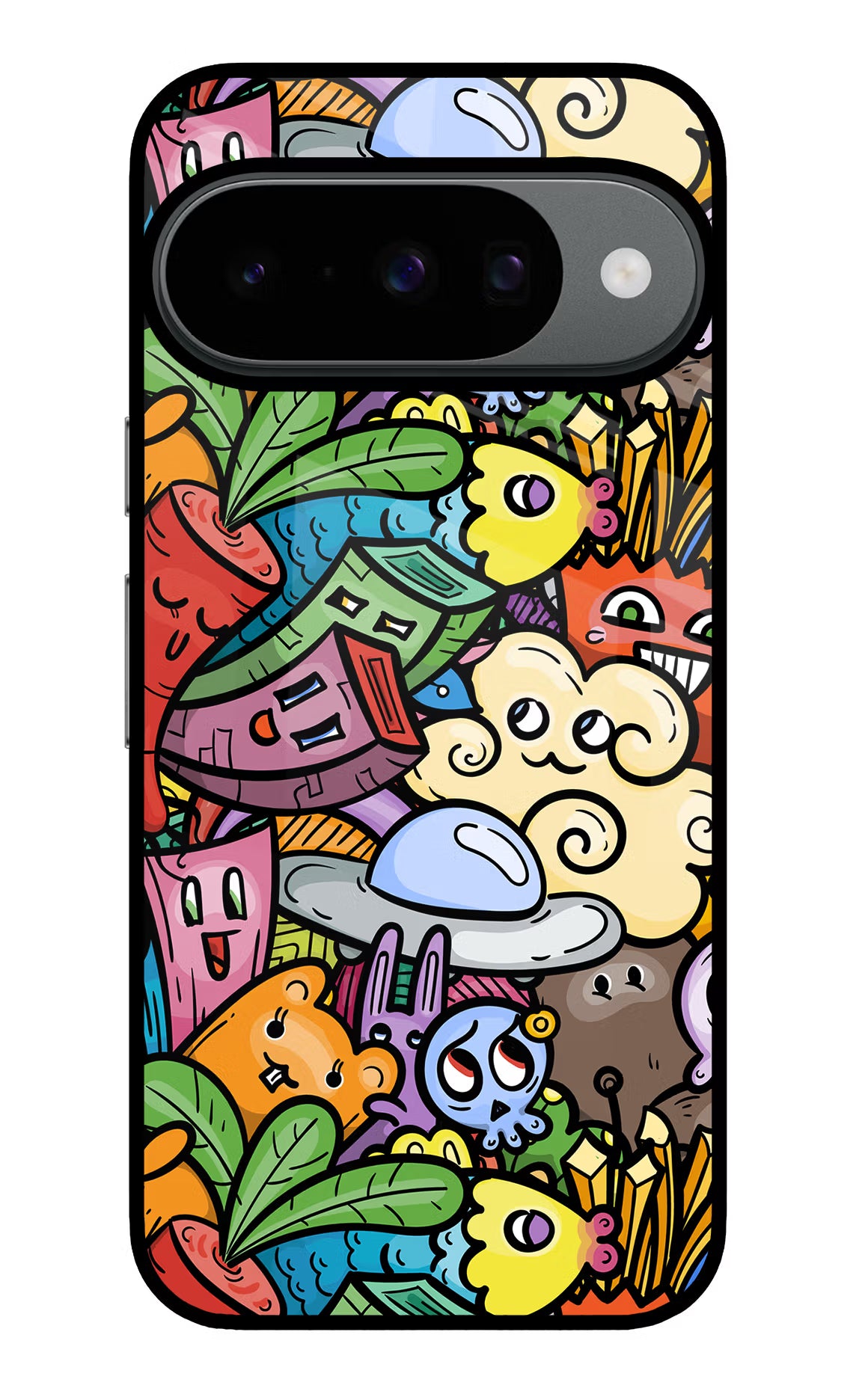 Veggie Doodle Google Pixel 10 Glass Case Back Cover by Casekaro
