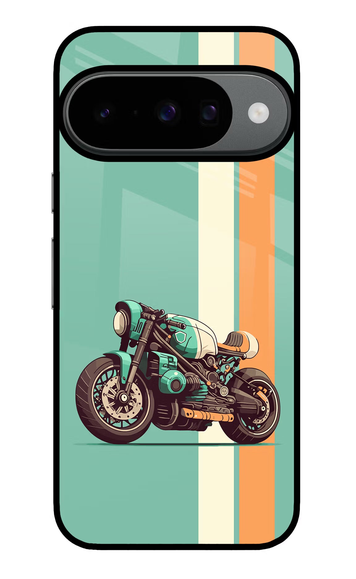 Striped Moto Drift Google Pixel 10 Glass Case Back Cover by Casekaro