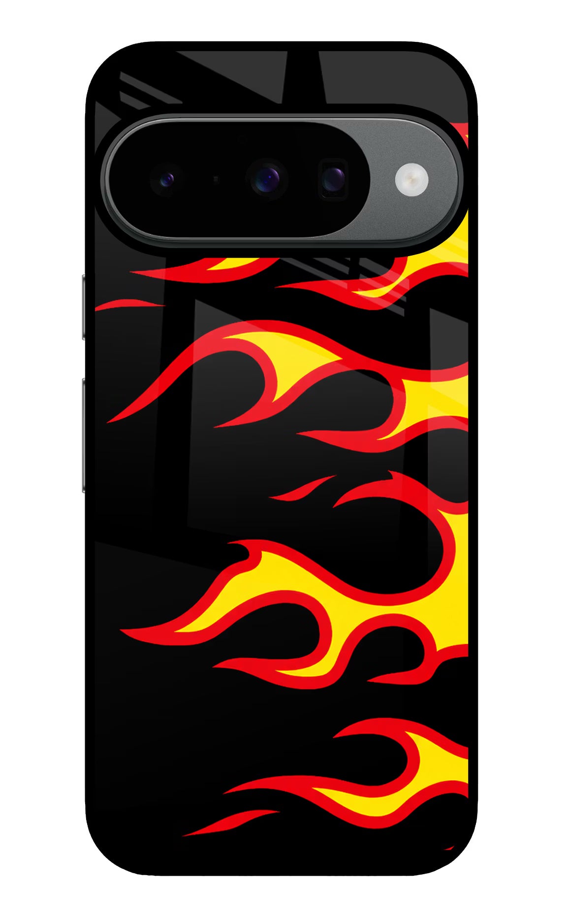Side Sweep Flames Google Pixel 10 Glass Case Back Cover by Casekaro