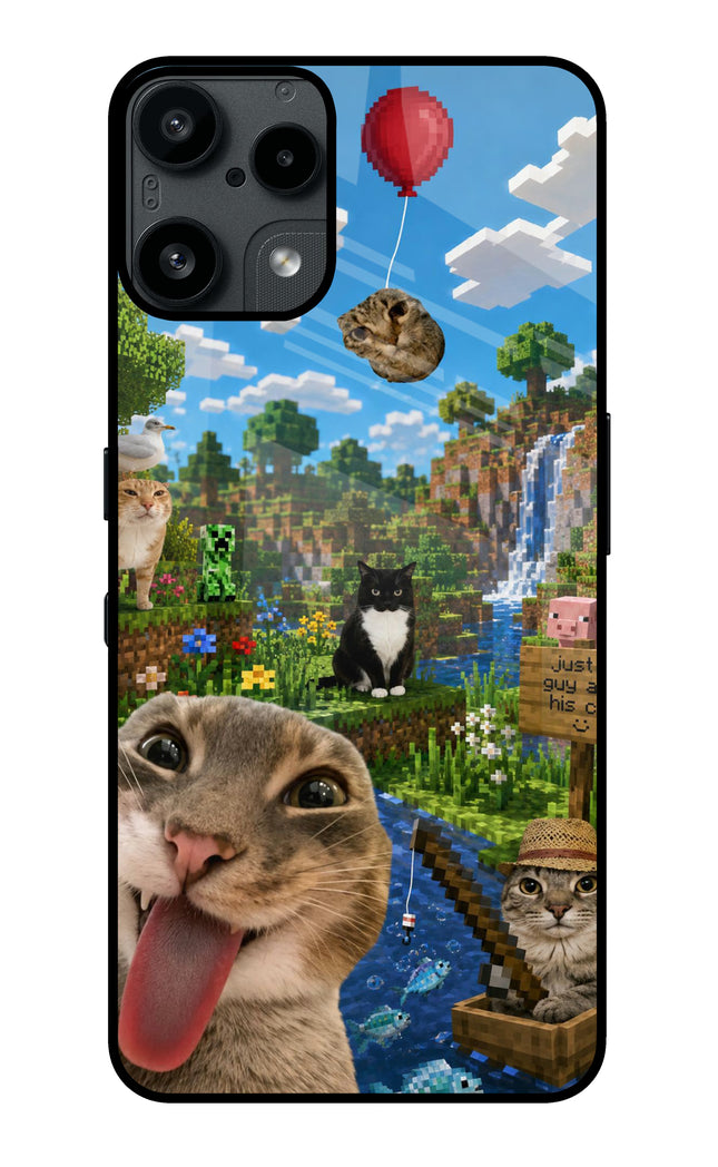 Minecraft Cat Chaos Nothing Phone 3A Lite Glass Case