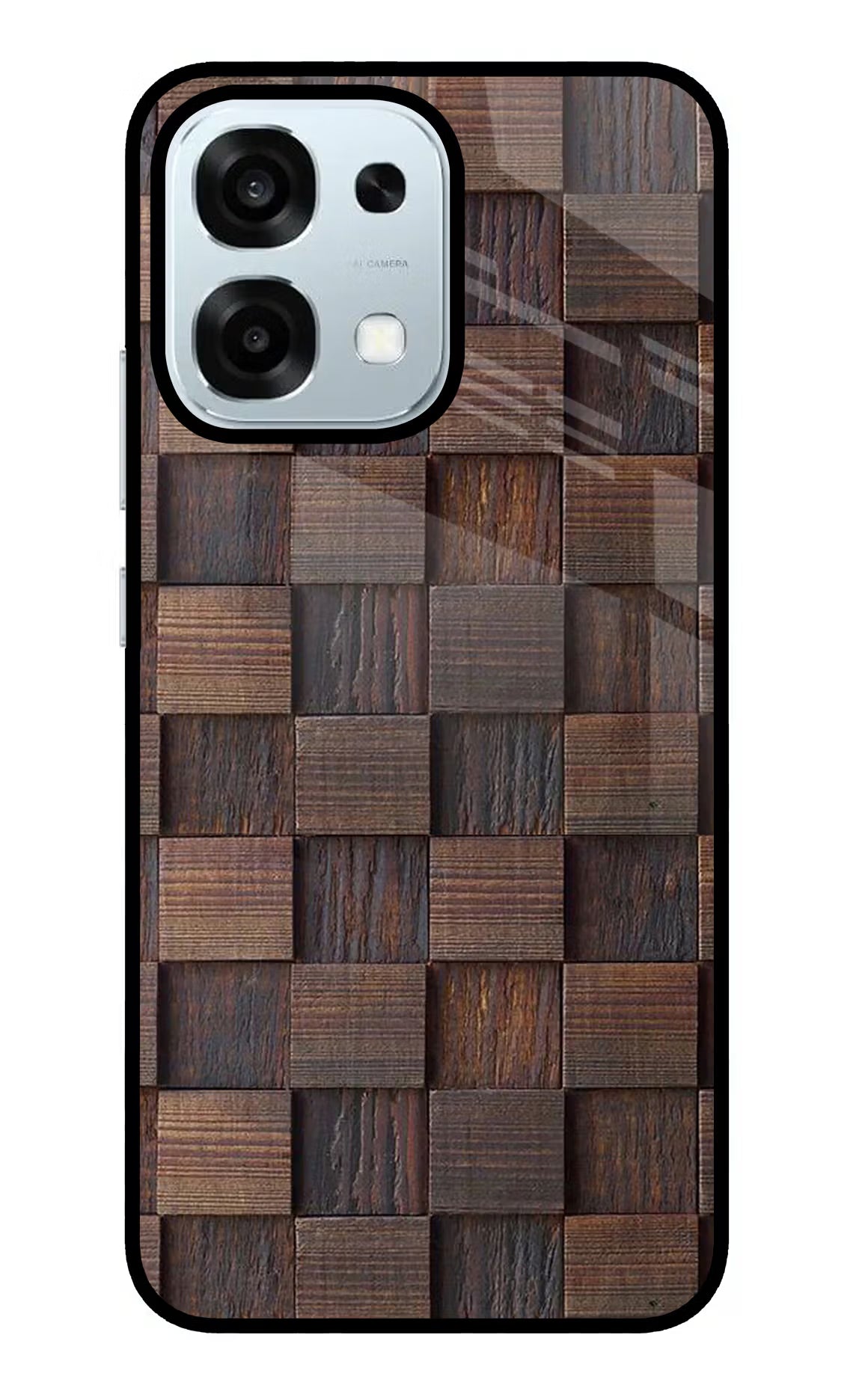 Wooden Cube Design Oppo F31 5G Glass Case Back Cover by Casekaro