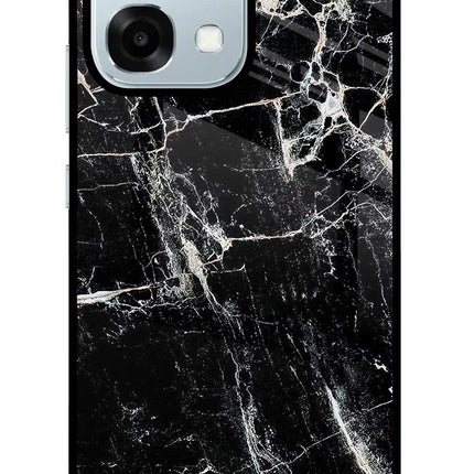 Black Marble Texture Oppo F31 5G Glass Case Back Cover by Casekaro