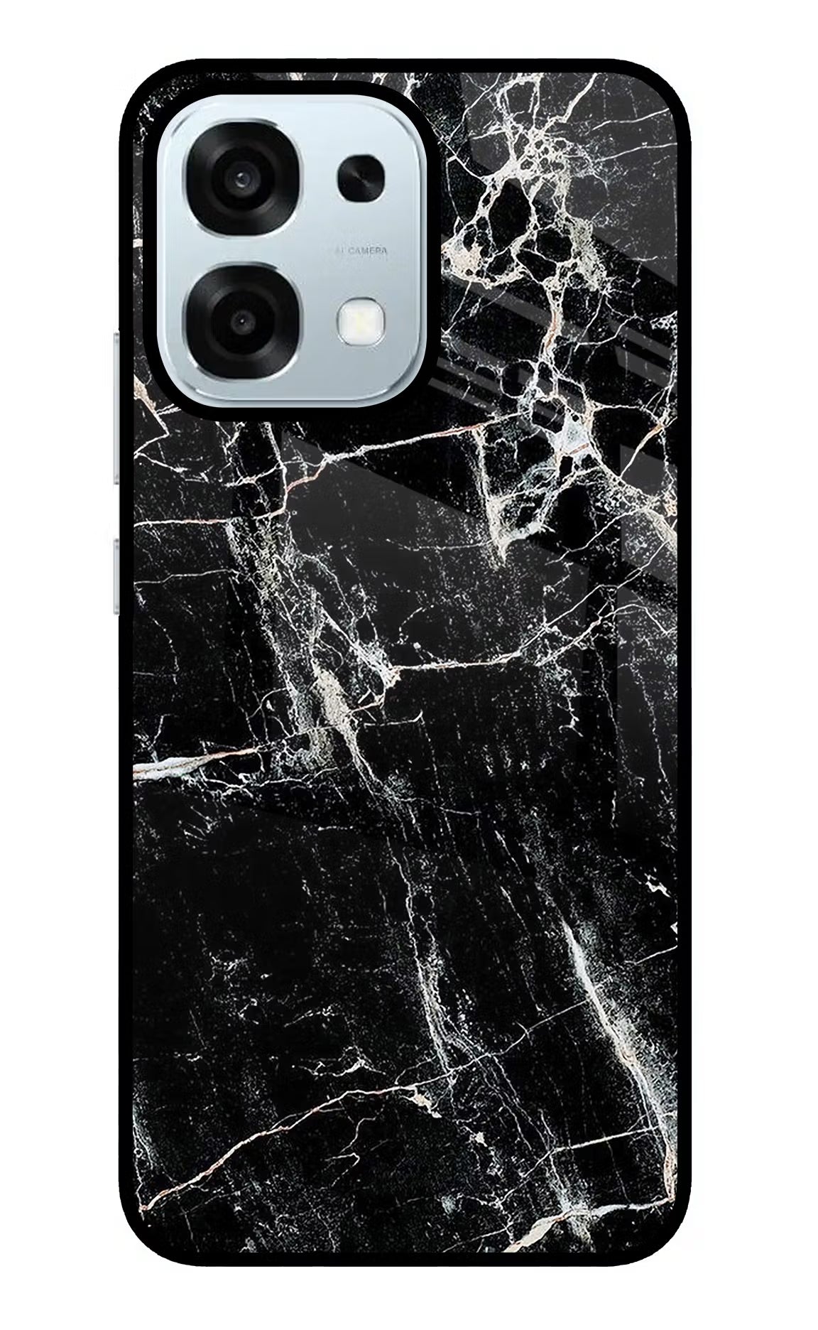 Black Marble Texture Oppo F31 5G Glass Case Back Cover by Casekaro