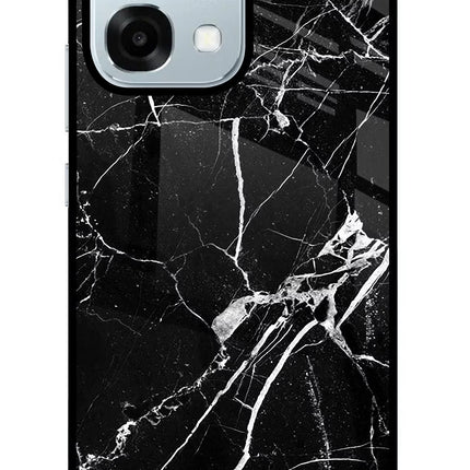 Black Marble Pattern Oppo F31 5G Glass Case Back Cover by Casekaro