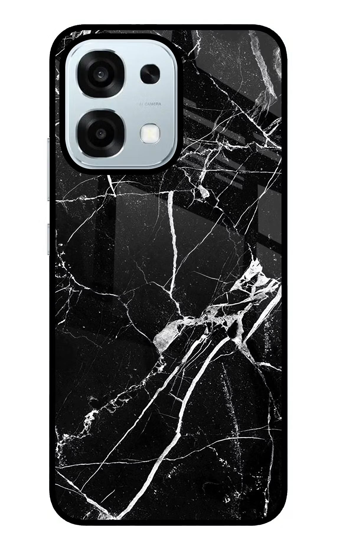 Black Marble Pattern Oppo F31 5G Glass Case Back Cover by Casekaro