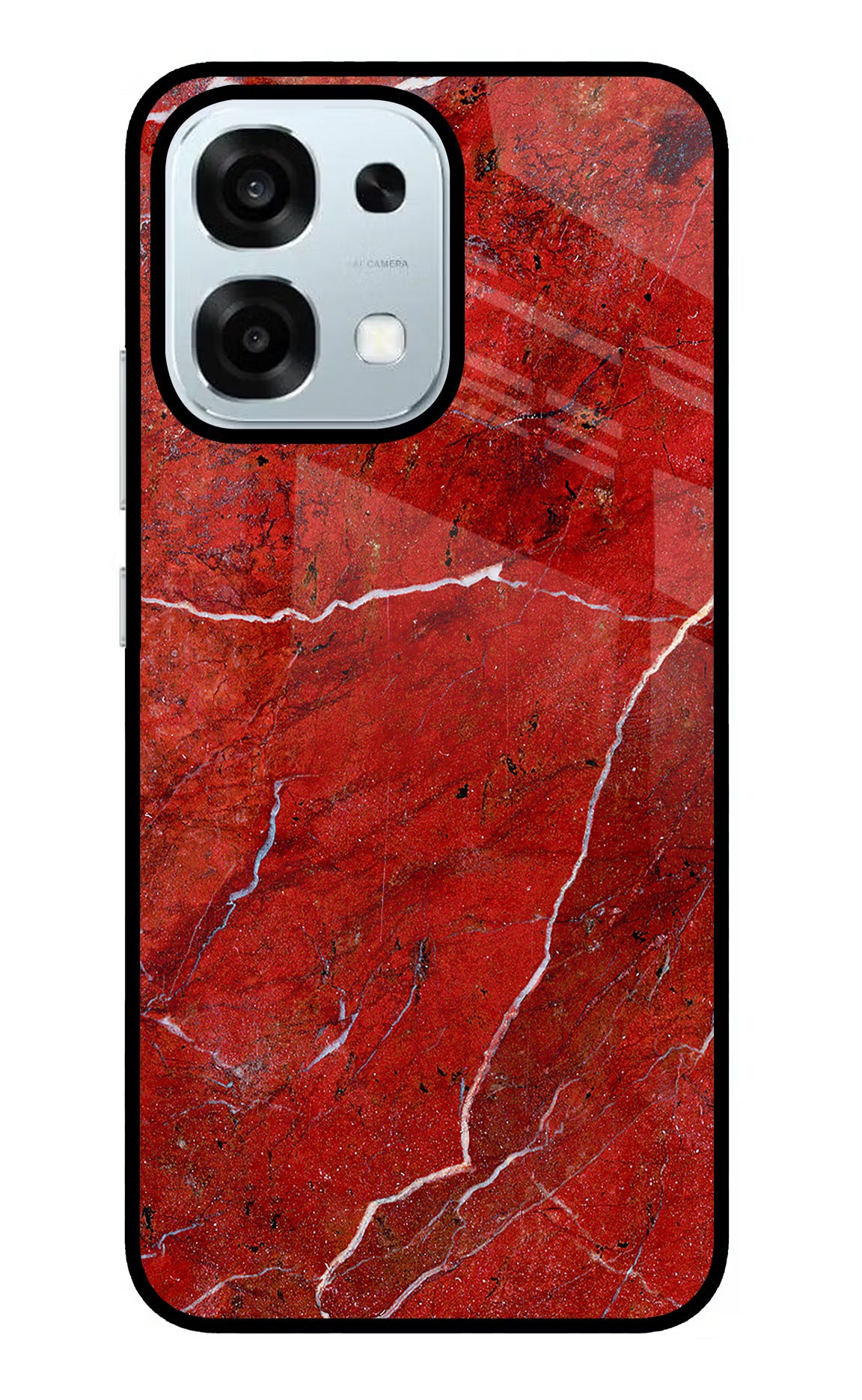 Red Marble Design Oppo F31 5G Glass Case Back Cover by Casekaro