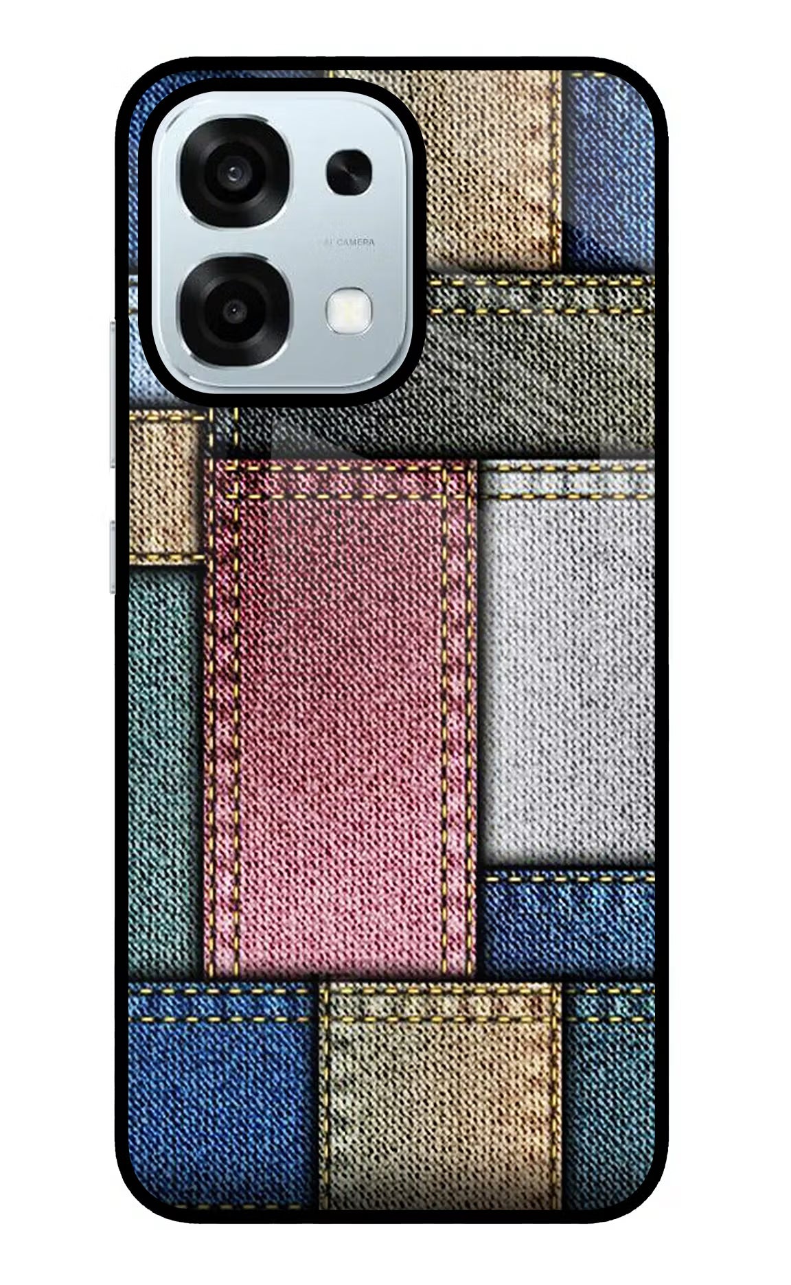 Multicolor Jeans Oppo F31 5G Glass Case Back Cover by Casekaro