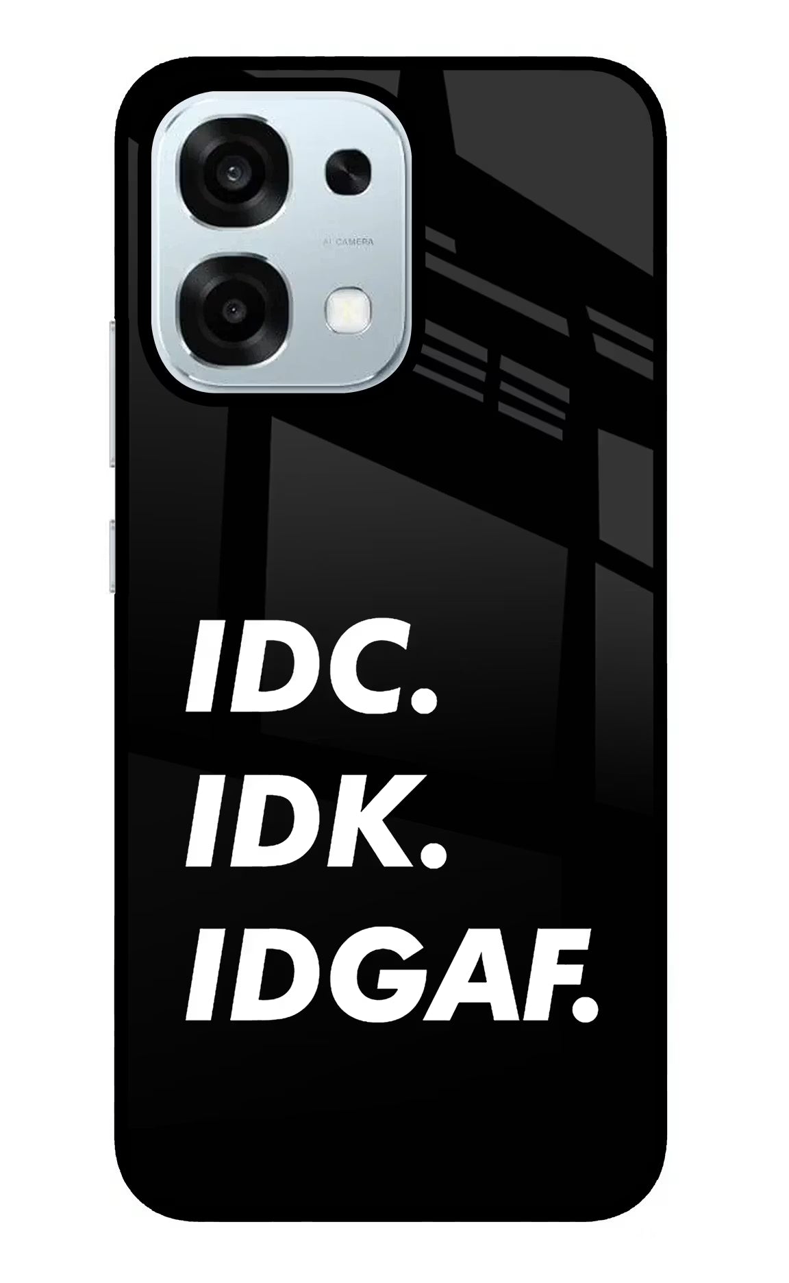 Idc Idk Idgaf Oppo F31 5G Glass Case Back Cover by Casekaro