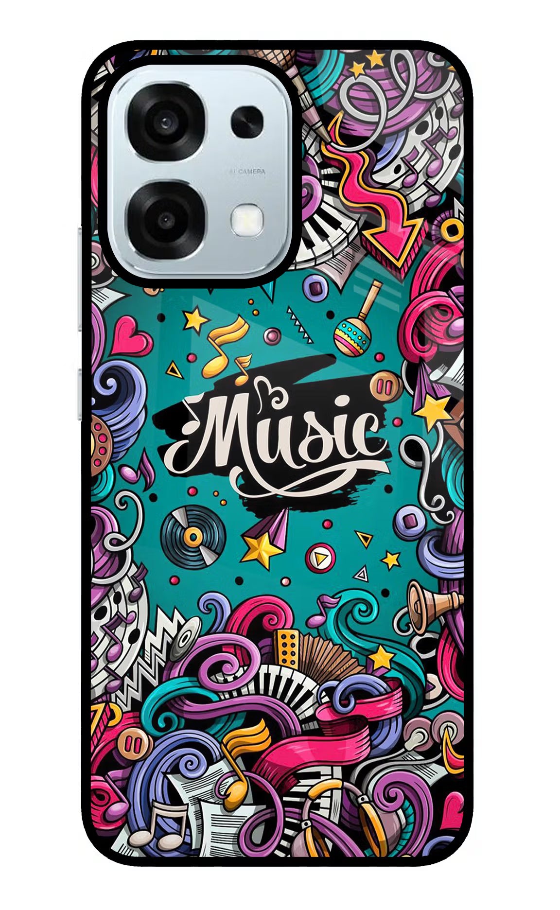 Music Graffiti Oppo F31 5G Glass Case Back Cover by Casekaro