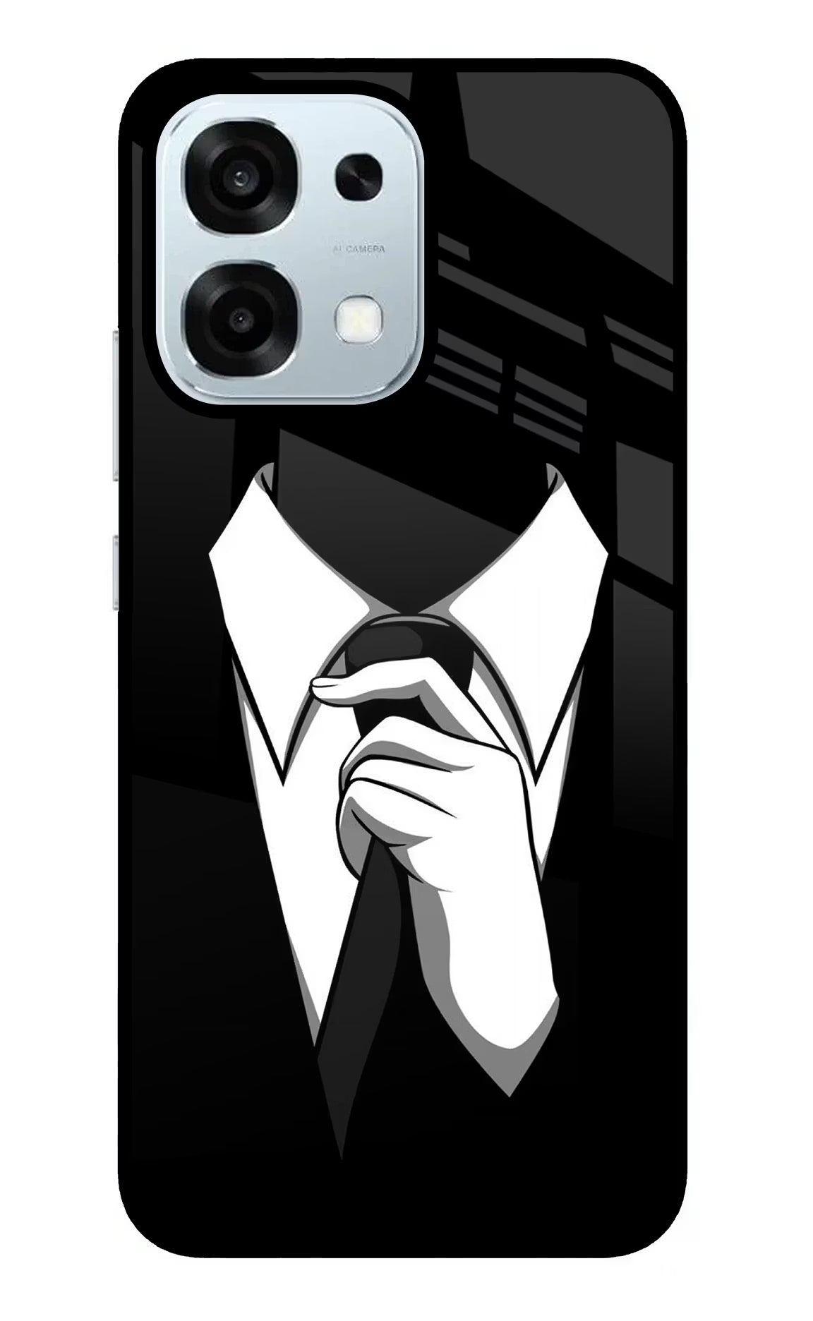 Black Tie Oppo F31 5G Glass Case Back Cover by Casekaro
