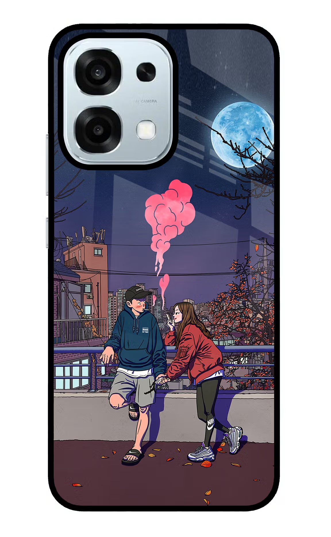 Chilling Couple Oppo F31 5G Glass Case Back Cover by Casekaro