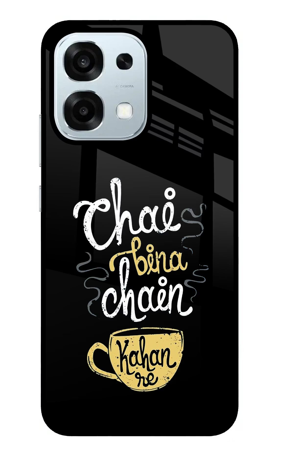 Chai Bina Chain Kaha Re Oppo F31 5G Glass Case Back Cover by Casekaro