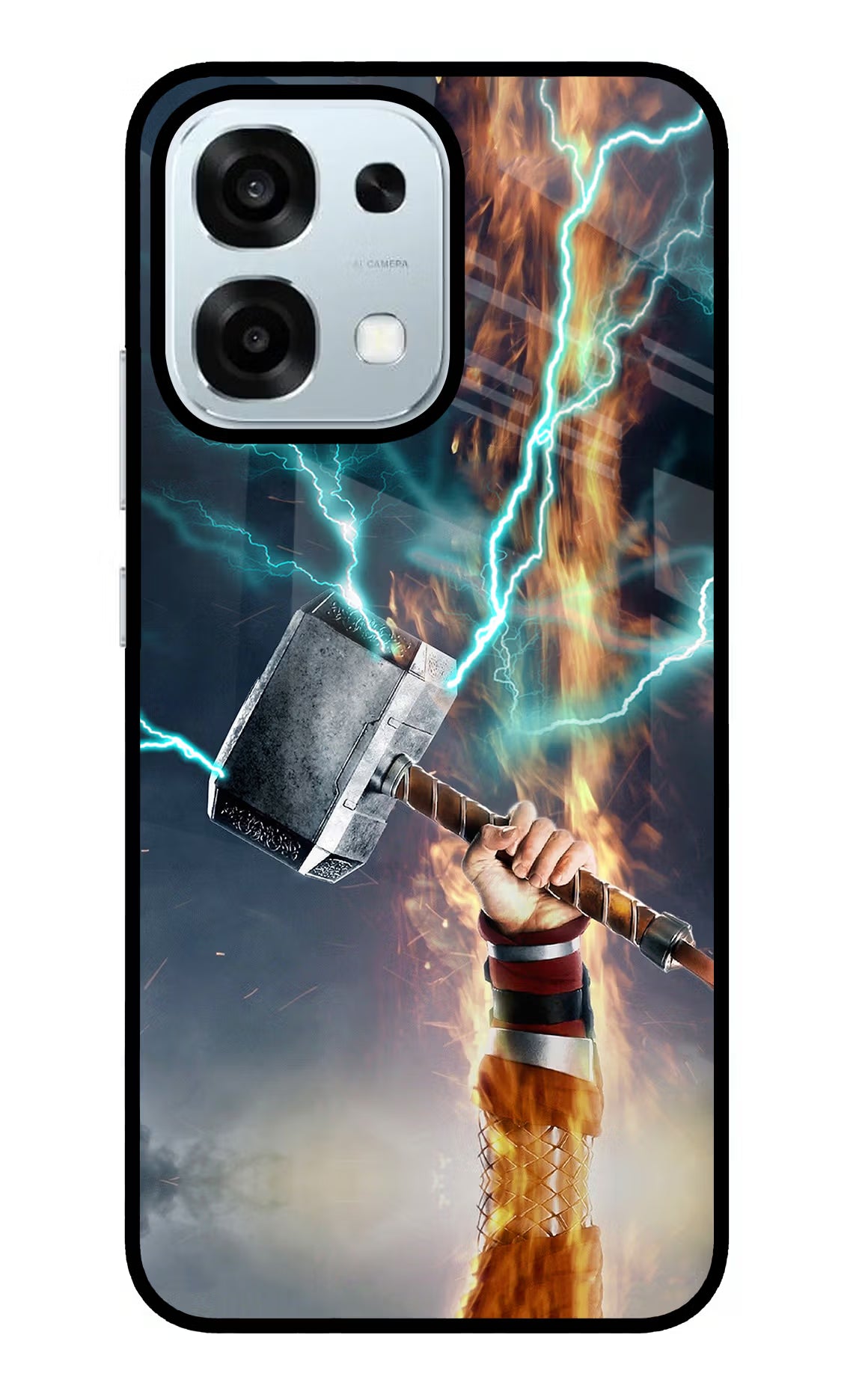 Thor Hammer Mjolnir Oppo F31 5G Glass Case Back Cover by Casekaro