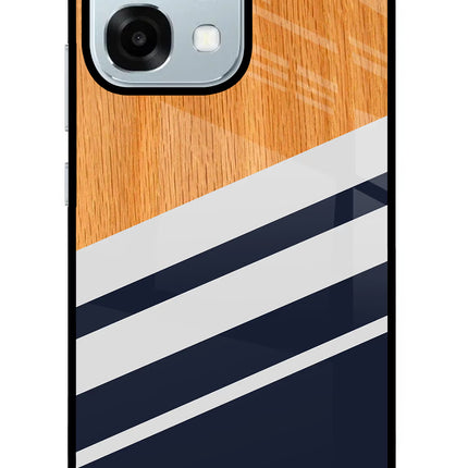 Blue and white wooden Oppo F31 5G Glass Case