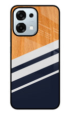 Blue and white wooden Oppo F31 5G Glass Case
