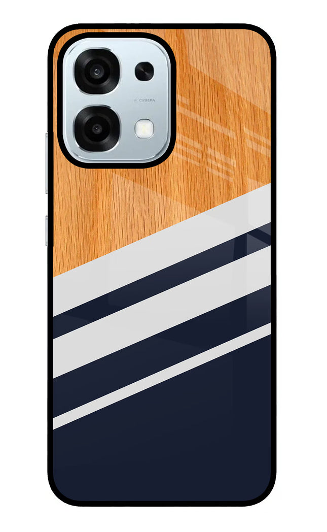 Blue and white wooden Oppo F31 5G Glass Case
