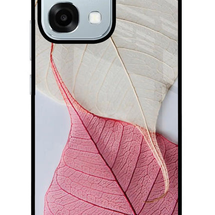 White Pink Leaf Oppo F31 5G Glass Case