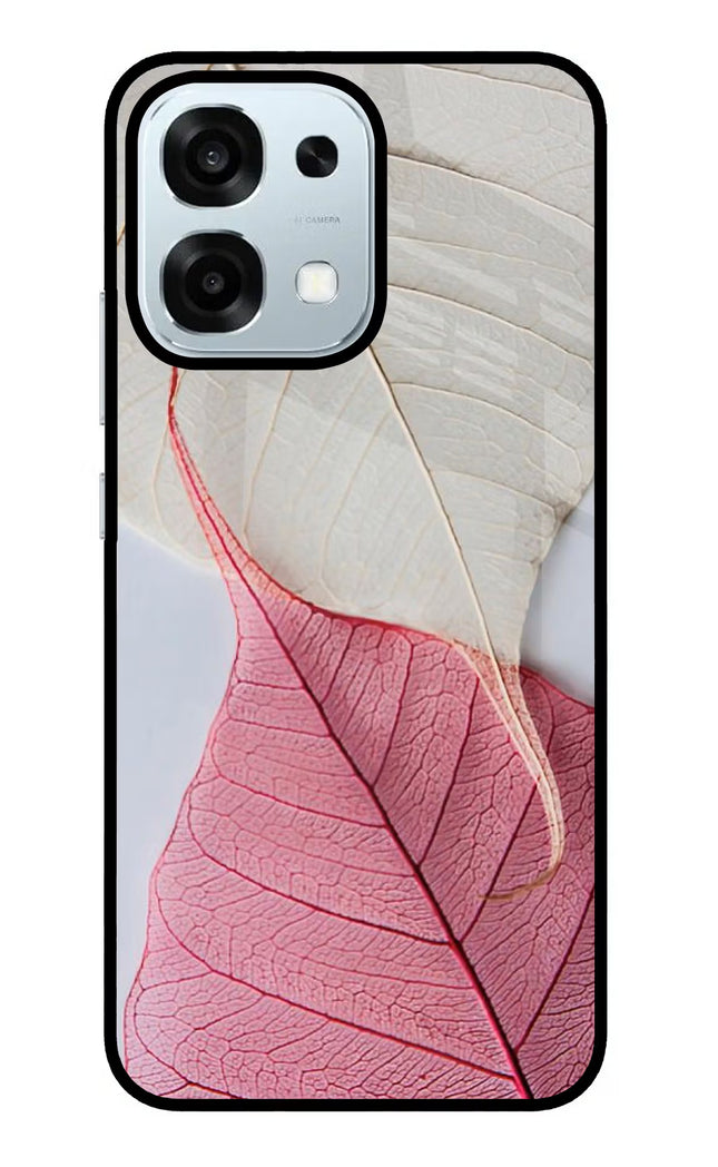 White Pink Leaf Oppo F31 5G Glass Case