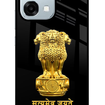 Satyamev Jayate Golden Oppo F31 5G Glass Case Back Cover by Casekaro