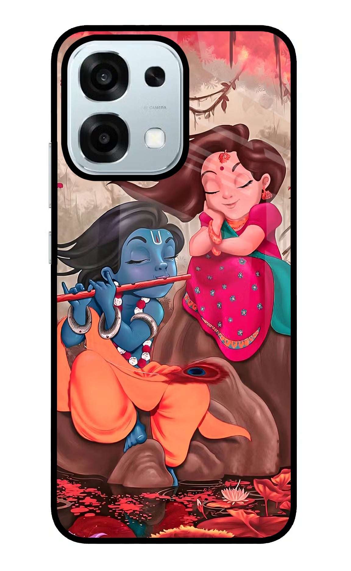 Radhe Krishna Oppo F31 5G Glass Case Back Cover by Casekaro