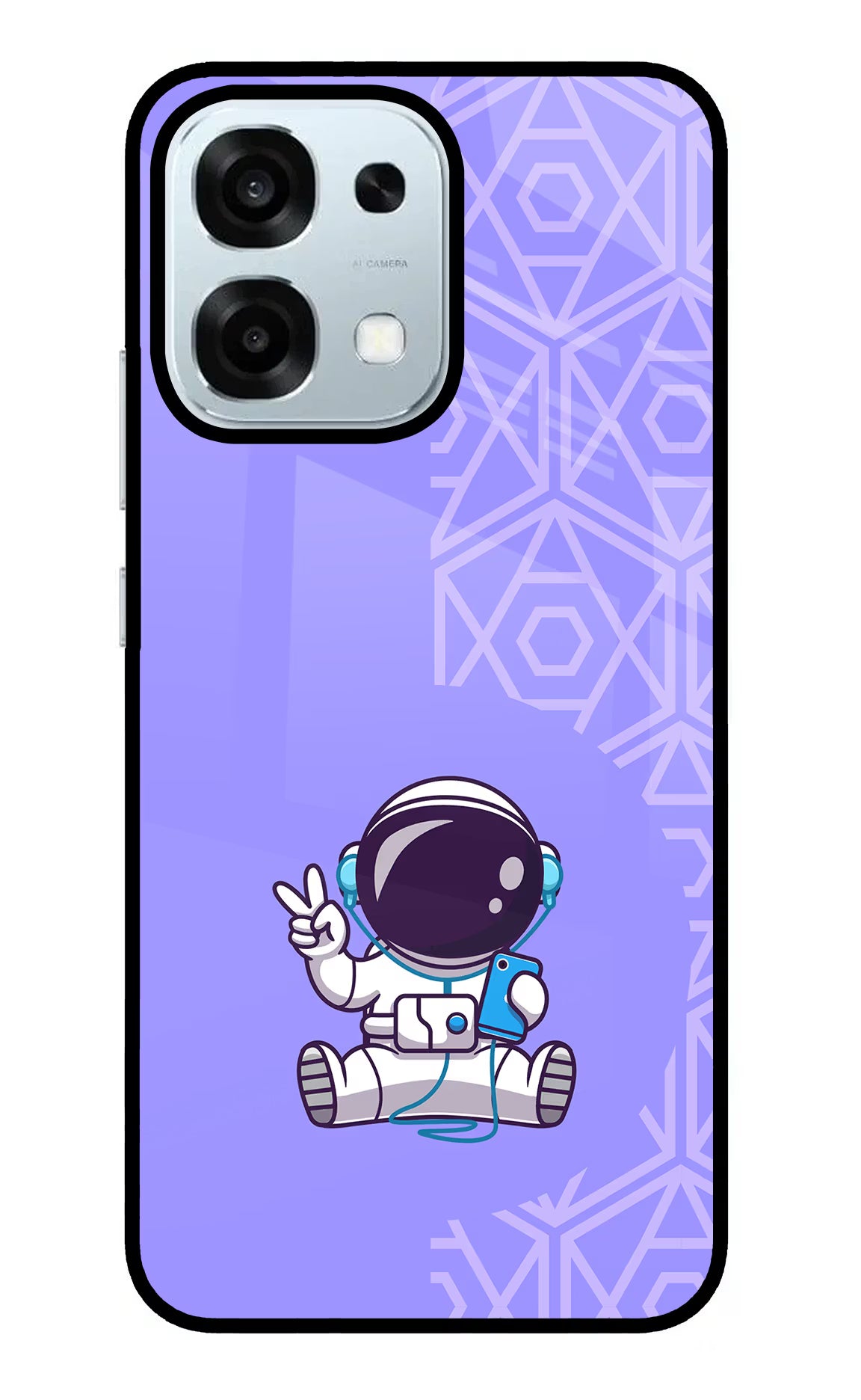 Cute Astronaut Chilling Oppo F31 5G Glass Case Back Cover by Casekaro