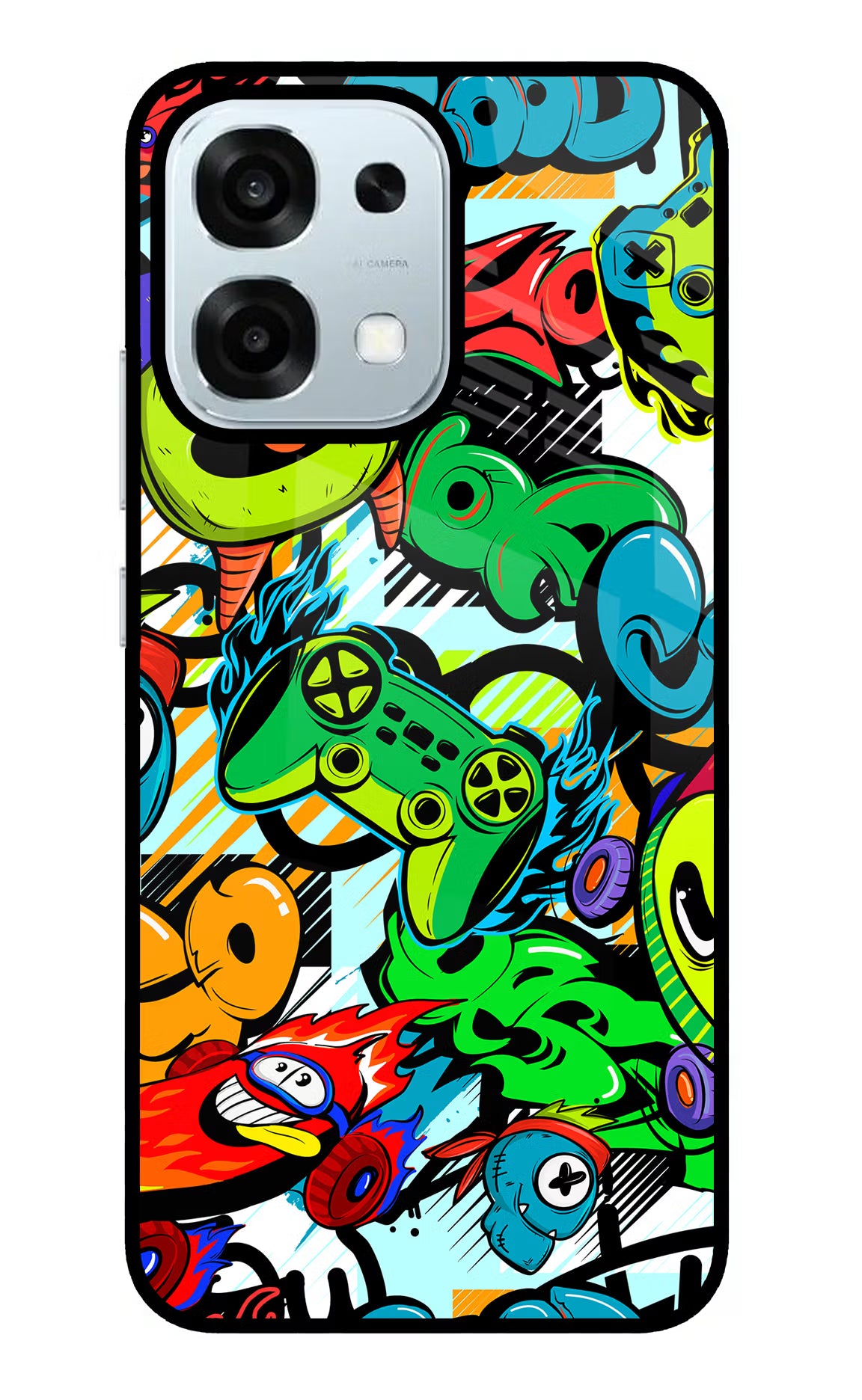 Game Doodle Oppo F31 5G Glass Case Back Cover by Casekaro