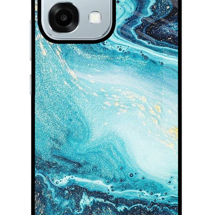 Blue Glitter Marble Oppo F31 5G Glass Case