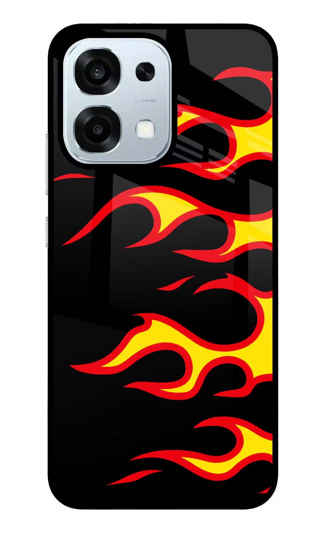 Side Sweep Flames Oppo F31 5G Glass Case